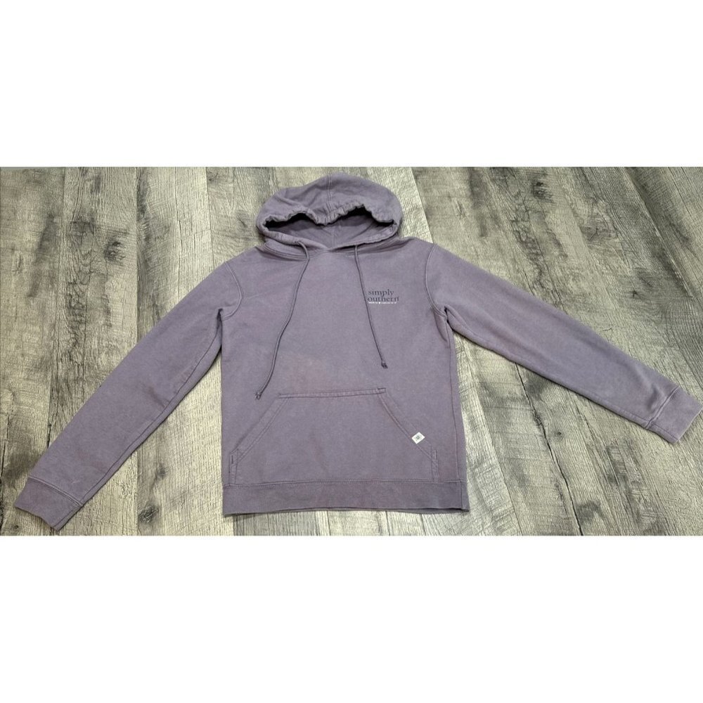 Simply Southern Hoodie Sweatshirt Womens Small Purple Floral Graphic Pockets